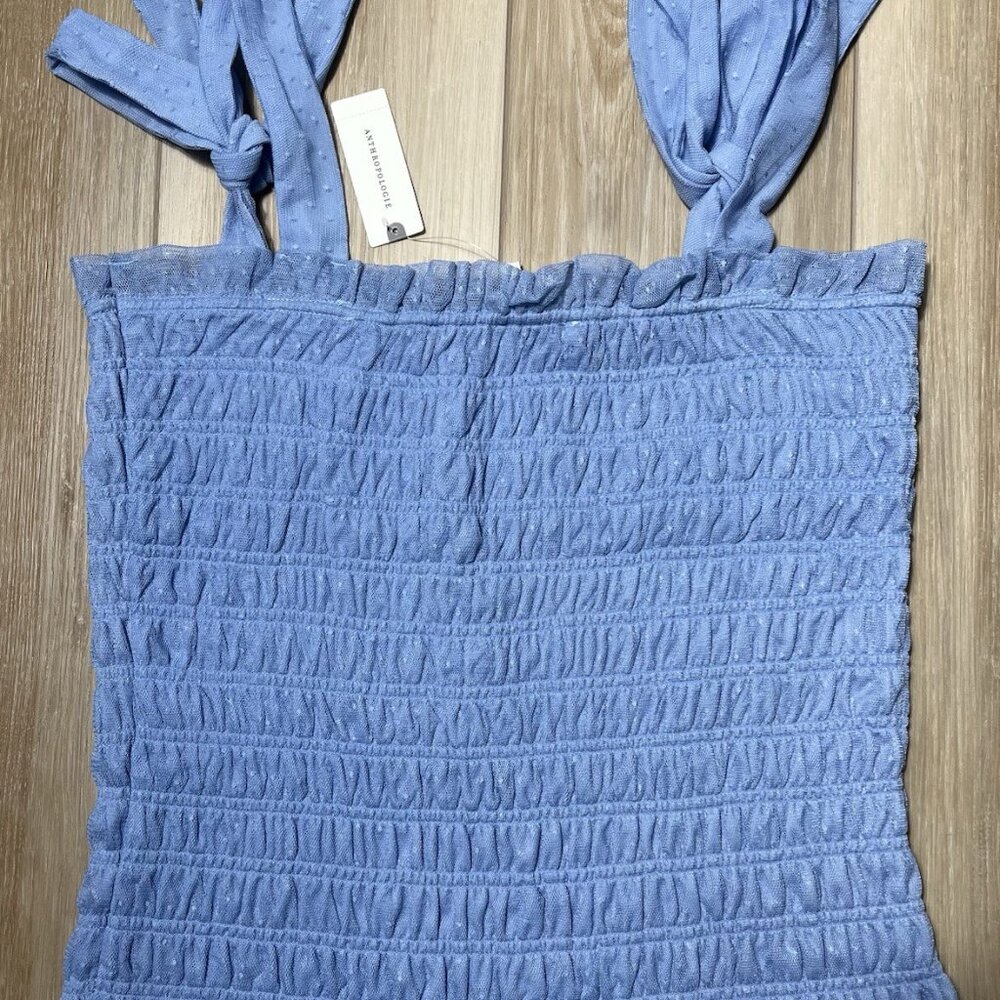 NWT Anthropologie Blue Smocked Blue Cami Top - Women Size Large - Picture 8 of 10